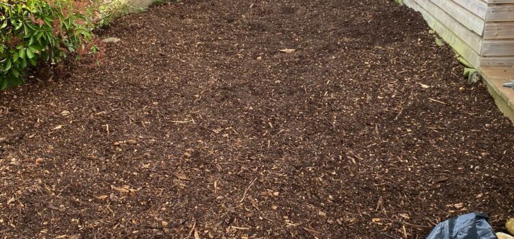 Wood Chippings Laid to Garden in Caerphilly